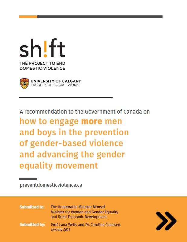 Shift makes key recommendation to the Government of Canada on how to mobilize more men and boys in preventing gender-based violence and advancing gender equality