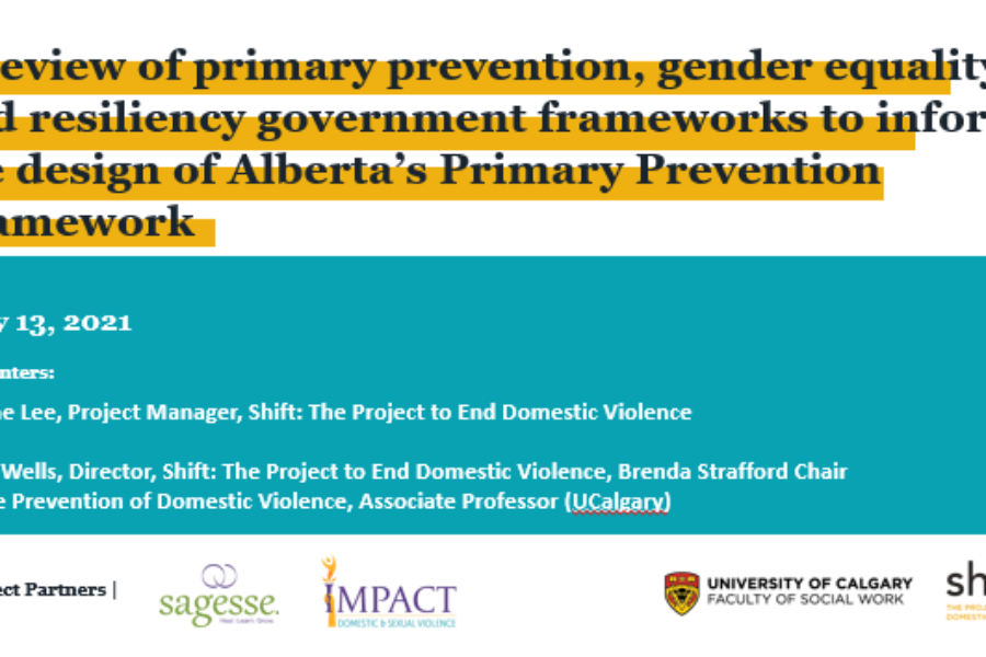 A Review of Primary Prevention, Gender Equality, and Resiliency Government Frameworks to Inform the Design of Alberta’s Primary Prevention Framework