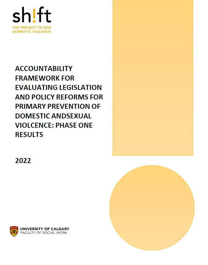 Accountability framework for evaluating legislation and policy reforms for primary prevention of domestic and sexual violence: phase one results